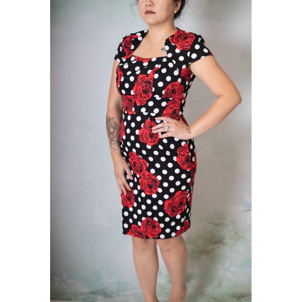 Pinup rose pencil dress